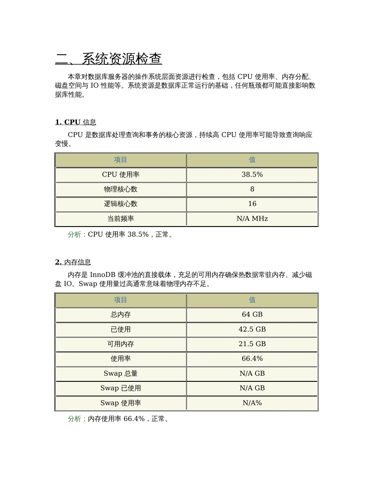 系统资源检查